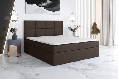 Produktbild von Boxspringbett LION 160x200 mit 2 Bettkästen, Bonell-Matratze und Topper. Farbe: Braun
