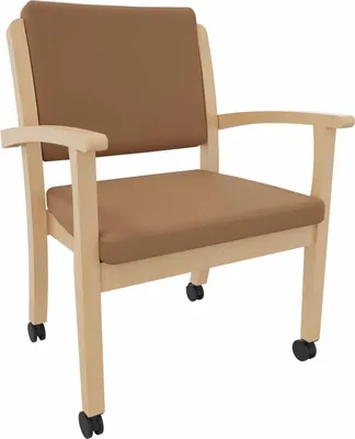 Produktbild von Schwerlaststuhl Alexander XXL auf Rollen – Stabiler Stuhl mit Armlehnen für Adipositas bis 250 kg.Stoffbezug:Kunstleder Soft Camel,Sitzhöhe:58,5cm