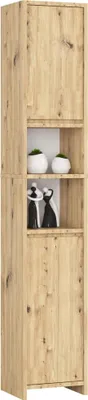 Produktbild von Akord Badezimmerschrank Einfarbig 2 Türen 2 Einlegeböden Artisan-Eiche 32X28X180 Cm