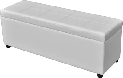 Image de Banc de rangement long en PVC 116 x 44 x 39 cm Blanc