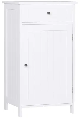 Produktbild von Badezimmerschrank mit einer Schublade, einer Tš¹r und verstellbarem Einlegeboden, Aufbewahrungseinheit, 43 x 34 x 77 cm, wei?
