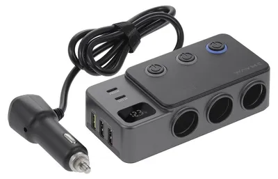 Obrázek produktu pro WAYME Rozbočovač 12/24 V, 3 zásuvky, 2× USB-C 35 W