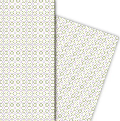 Produktbild von Schönes Geschenkpapier mit Retro Muster, rosa, grün - G4855, 32 x 48cm