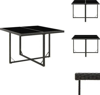 Immagine prodotto di vidaXL Tavolo da giardino nero 109x107x74 cm in poly rattan e vetro - Tavoli da giardino