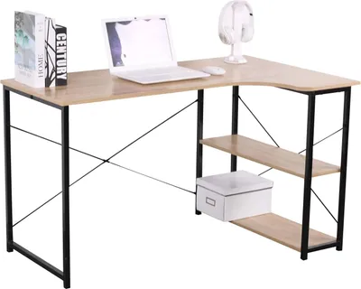 Produktbild von Eckschreibtisch Mona modern, 120x70x73 cm, Tiefe kurze Seite 48 cm, mit 2 Regalen