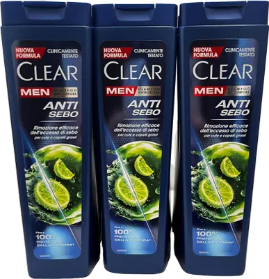 Produktbild von 6 x Clear Men Anti-Talg Shampoo Anti-Schuppen mit Zitronenextrakten für fettiges Haar - 6 Flaschen à 225 ml