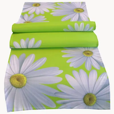 Produktbild von Tischläufer 40x140 cm Grün Tischdecke modern Margeriten Frühling Sommer Garten