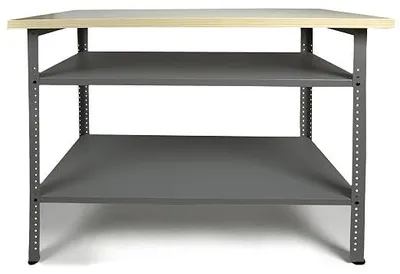 Produktbild von Werkbank Basic Packtisch Werktisch Werkstatteinrichtung 120 x 60 cm Arbeitshöhe 85 cm (Grau, Buchenholzplatte)