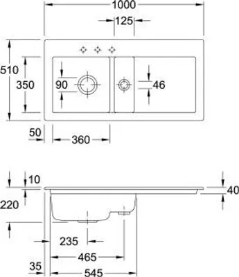 Produktbild von Villeroy & Boch 677000AM Einbauspüle Subway 60 1000x510mm