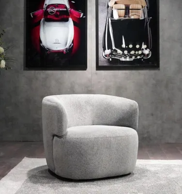 Produktbild von Design Sessel Grau Luxus Möbel Wohnzimmer Polster Textil Lounge Club