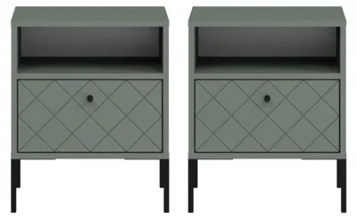Produktbild von 2er-Set Nachtkonsole Vitoria Nachtschrank 44x38x53cm grün