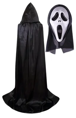 Halloween Ghostface Maske mit Umhang, Scream Kostüm