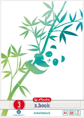 Produktbild von Arbeitsblock A4 GREENline 50 Blatt Lineatur 03 Motiv Panda, College Block (liniert, A4)