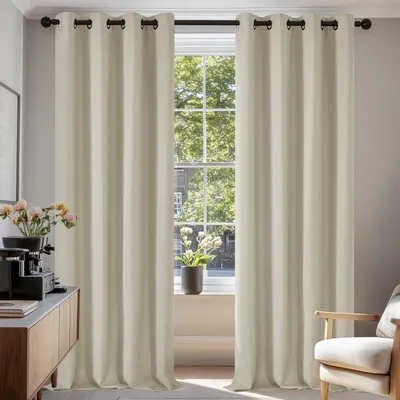 Produktbild von Verdunklungsgardinen lichtundurchlässig Thermovorhang Kälteschutz Hitzeschutz 270x140 cm Hellbeige 2er Set
