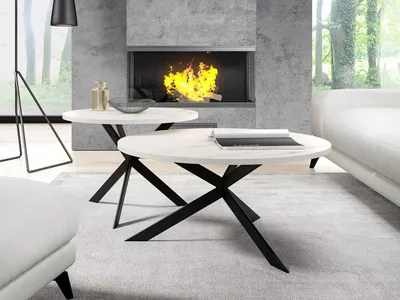 Image de Lot de 2 tables basses ATENAL - marbre clair / noir