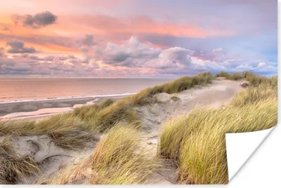 Produktbild von MuchoWow® Poster Strand - Meer - Düne - Sonnenuntergang 60x40 cm - Schlafzimmerdekoration