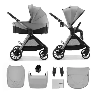 Zdjęcie produktu dla Wózek dziecięcy 2 w 1 Kinderkraft VESTO 2 z gondolą, odwracalnym fotelikiem sportowym, możliwością składania wraz z fotelikiem, kołami 8/11", akcesoriami, kolor szary