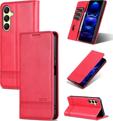 Produktbild von Leder Hülle für Samsung Galaxy A26, Klapphüllen Brieftasche Magnetverschluss Ständer Schutzhülle Rosa