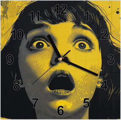 Produktbild von Wanduhr aus Glas mit Motiv Schreiendes Portrait- 30 x 30 cm - inkl. Aufhängesystem