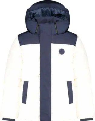 Produktbild von Weiße Kinderjacke mit abnehmbarer Kapuze aus recycelten Fasern