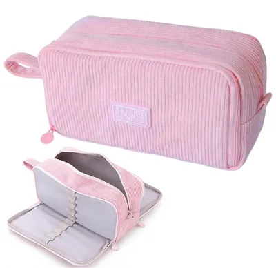Produktbild von Federmäppchen aus Cord mit 3 Fächern, rosa