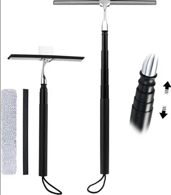 Produktbild von 30 cm lange Teleskop-Raumreiniger für hohe Fenster, 2-in-1 Fensterreinigungssatz