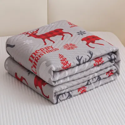 Produktbild von FEBE Tagesdecke Weihnachts Merry Christmas Bettüberwurf 170x200 cm Überwurfdecke Sofadecke Sofaüberwurf Flauschig Mikrofaser Zimmer Deko