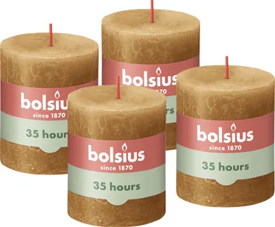 Produktbild von bolsius - Rustik Kerze - Ockergelb 4 Stück - Unparfümierte Yellow 8 x 7 cm