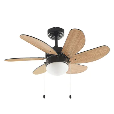 Produktbild von Lindby Deckenventilator Minja, schwarz, leise, 78 cm, E14