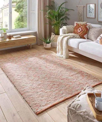 Imagen del producto de Alfombra Unyqoos® Kaia – tejida a mano en Grecia, color rojo/crema, 70 x 130 cm, lana pura, de lujo