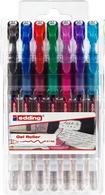 Produktbild von Gelroller edding 2185 0,7mm sortiert 7er-Set Standard-Farben Packung mit 12 Stück