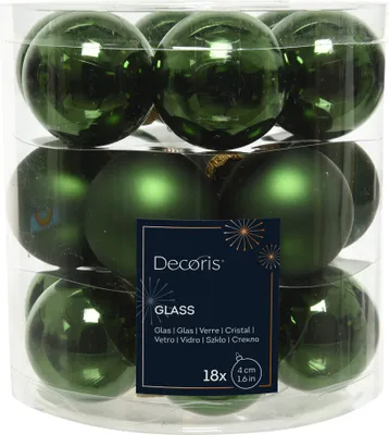 Produktbild von 18er Set Weihnachtskugeln aus Glas 4cm grün