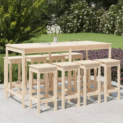 Produktbild von The Living Store 9-tlg. Gartenbar-Set Massivholz Kiefer