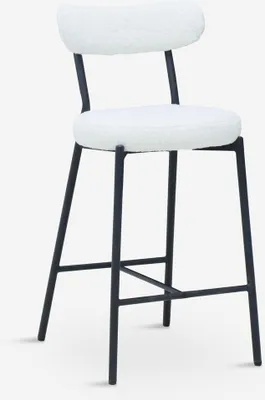 Immagine prodotto di Sgabello alto da cucina moderno con schienale in bouclé bianco Opos