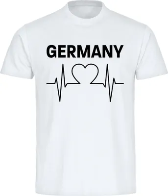 Produktbild von multifanshop Kinder T-Shirt - Germany - Herzschlag, weiß, Größe 176