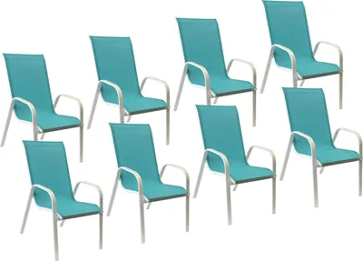 Produktbild von 8erSet Stühle MARBELLA aus blauem Textilene - weißem Aluminium