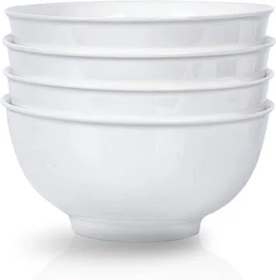 Immagine prodotto di Set di piatti in porcellana bianca per zuppe e cereali - 4 pezzi da 40 oz - grandi - adatti al microonde e alla lavastoviglie - Ø 17,8 cm