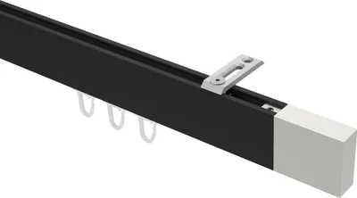 Produktbild von Interdeco Innenlaufstange / Gardinenstange mit Innenlauf Schwarz / Weiß, Typ Smartline Lox (Quader) Deckenmontage, 14x35 mm 1-läufig, 260 cm