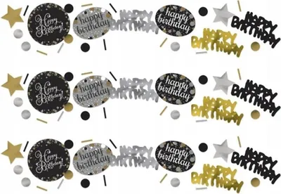 Zdjęcie produktu dla Foliowe konfetti Happy Birthday w kolorze złotym