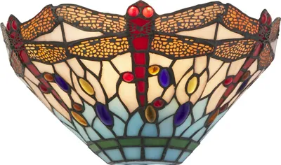 Produktbild von Wandleuchte Glas Metall E14 B: 30,5 cm in Messing Bunt Tiffany Stil
