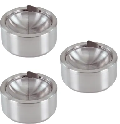 Immagine prodotto di 3x posacenere a pressione Posacenere a vento in acciaio inox ø 11,5 cm