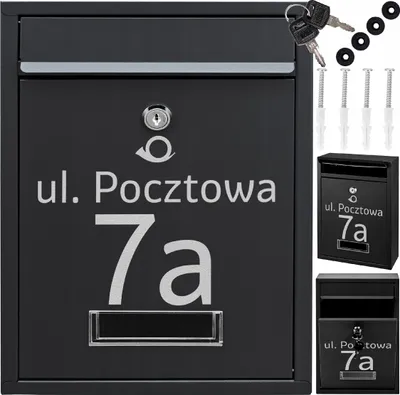 Zdjęcie produktu dla Skrzynka Pocztowa Rib Czarny + Wzory Z Napisem