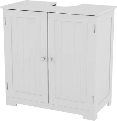 Produktbild von Badezimmerunterschrank – Ablage für Waschbecken – Platzsparend – Design mit Gittertüren – 60 x 30 x 60 cm – Weiß
