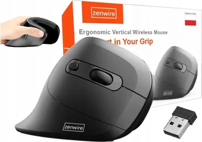 Zdjęcie produktu dla Mysz - Bezprzewodowa - Pionowa - Do komputera i laptopa - Czarna - Ergonomiczna
