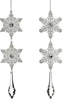 Produktbild von Goodwill Weihnachtsanhänger Schneeflocke Weiß-Silber 22,5 cm Vorteil sortiert pro 2 Stück