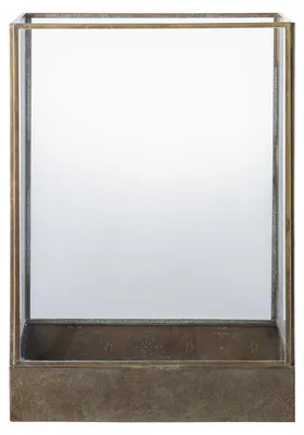 Image de Lanterne Manali en verre et métal laiton antique 25x36 cm