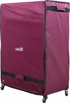 A storage box for Christmas decorations on wheels.