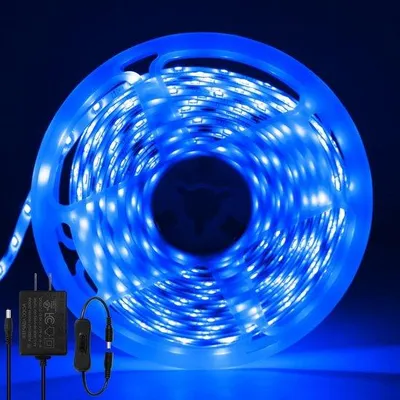 Immagine prodotto di Barra luminosa LED flessibile 12 V SMD2835 blu - Impermeabile - Tagliabile - Per camera da letto e cucina - Con adattatore
