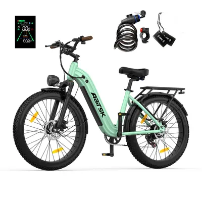 Produktbild von 26 Zoll E-Bike Fatbike für Damen und Herren, 250W Motor, 48V 20Ah Akku, bis 80 km Reichweite, 25 km/h, Shimano 7-Gang,LCD-Display