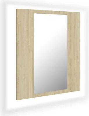 Image de vidaXL Armoire à miroir de salle de bain LED Chêne Sonoma 40x12x45 cm Acrylique